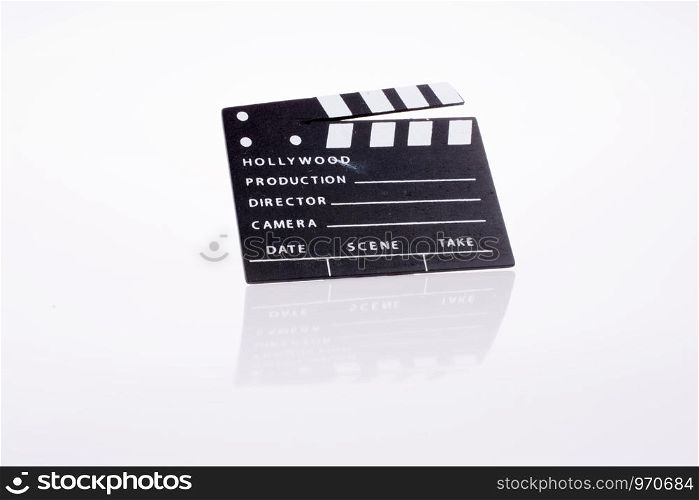 Film clapper on a white background