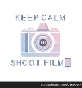 Film photography vector logo with quote. Keep calm and shoot film.Trendy gradient colors. Film photography vector logo with quote. Keep calm and shoot film.Trendy gradient colors.