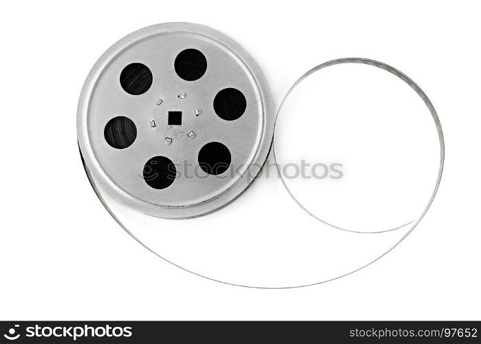 Film strip isolated on white background. top view.