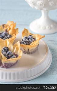 Filo cupcakes with blueberry cream cheese