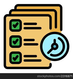 Final exam test icon. Outline final exam test vector icon color flat isolated. Final exam test icon color outline vector