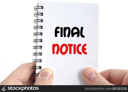 Final notice text concept isolated over white background