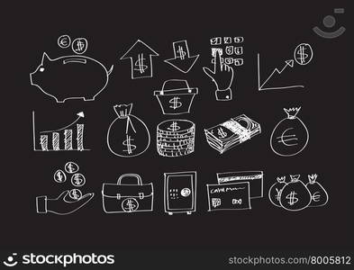 Finance and money idea icon set Illustration