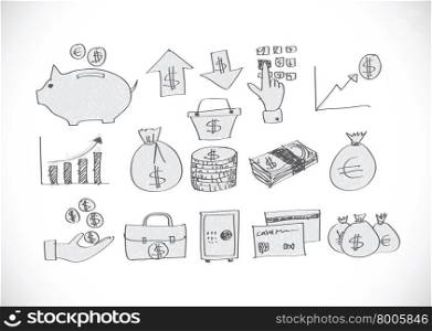 Finance and money idea icon set Illustration
