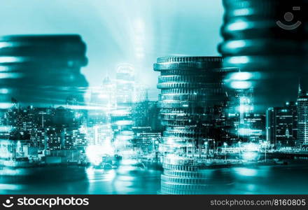 Finance and money technology background concept of business prosperity and asset management . Creative graphic show economy and financial growth by investment in valuable asset to gain wealth profit .. Finance and money technology background concept of business prosperity and asset