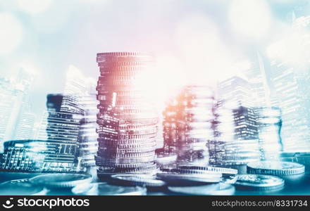 Finance and money technology background concept of business prosperity and asset management . Creative graphic show economy and financial growth by investment in valuable asset to gain wealth profit .. Finance and money technology background concept of business prosperity and asset