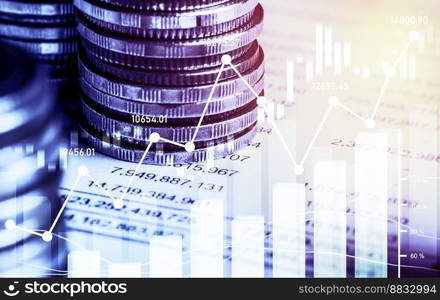 Finance and money technology background concept of business prosperity and asset management . Creative graphic show economy and financial growth by investment in valuable asset to gain wealth profit .. Finance and money technology background concept of business prosperity and asset