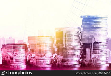 Finance and money technology background concept of business prosperity and asset management . Creative graphic show economy and financial growth by investment in valuable asset to gain wealth profit .