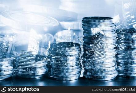 Finance and money technology background concept of business prosperity and asset management . Creative graphic show economy and financial growth by investment in valuable asset to gain wealth profit .. Finance and money technology background concept of business prosperity and asset