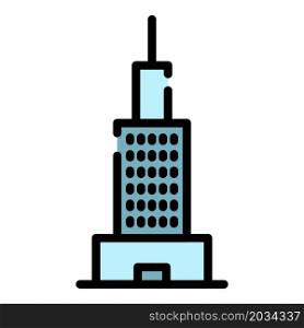 Finance building icon. Outline finance building vector icon color flat isolated. Finance building icon color outline vector
