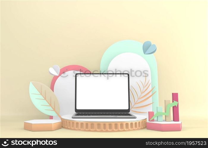 Finance colorful minimalist, mockup business style abstract cartoon 3d rendering