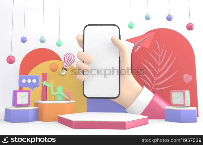 Finance colorful minimalist, mockup business style abstract cartoon 3d rendering