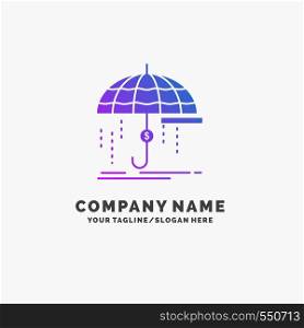 Finance, financial, insurance, money, protection Purple Business Logo Template. Place for Tagline.. Vector EPS10 Abstract Template background