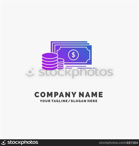 Finance, investment, payment, Money, dollar Purple Business Logo Template. Place for Tagline.. Vector EPS10 Abstract Template background