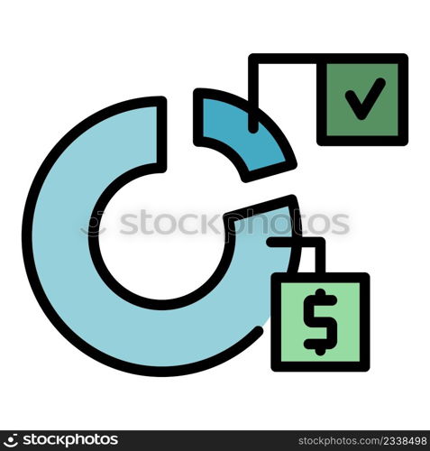 Finance pie chart report icon. Outline finance pie chart report vector icon color flat isolated. Finance pie chart report icon color outline vector