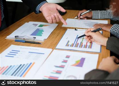 financial adviser discussing with investor. business people have a meeting. businessman working on startup project with co-worker team.