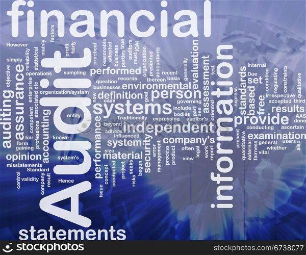 Financial audit is bone background concept. Background concept wordcloud illustration of financial audit international