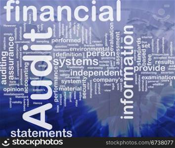 Financial audit is bone background concept. Background concept wordcloud illustration of financial audit international