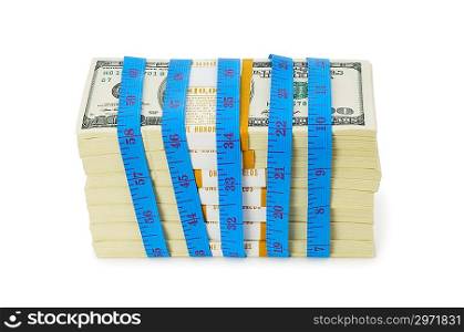Financial concept - measuring money isolated on white