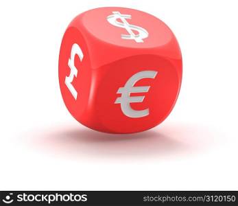 Financial dice on the white background