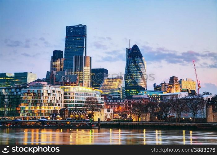 Financial district of the City of London in the morning