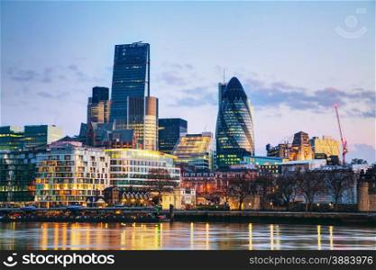 Financial district of the City of London in the morning