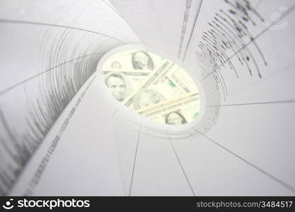 financial graph tube look at money coins