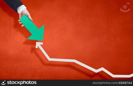 Financial growth and increase. Hand holding arrow representing business growth concept