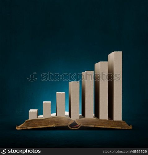 Financial growth concept. Business success growth graph on pages of opened book