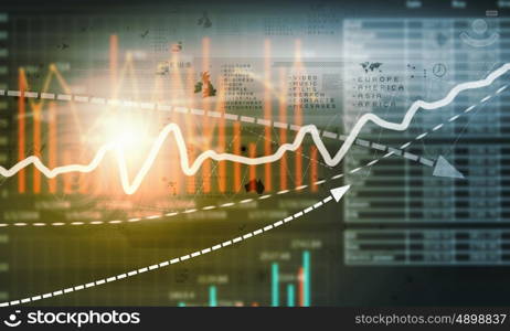 Financial infographics. Conceptual image with financial charts and graphs on digital background