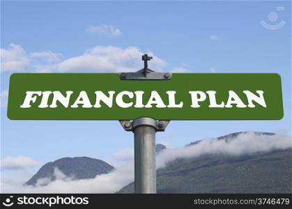 Financial plan road sign