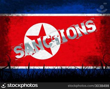 Financial Sanctions Against North Korea 3d Illustration. Financial Sanctions Against North Korea 3d Illustration. Economic Administrative Embargo For International Trade Violation Vs Rocket Man