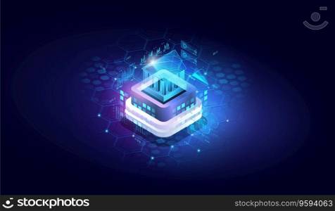 Financial technologies. Isometric image of virtual bank. Mobile bank conceptual illustration. Internet online banking. software and mobile application for finance services.