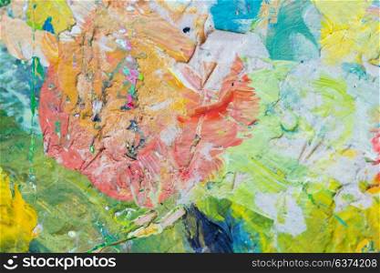 fine art, creativity and concept - close up of colorful painting. close up of colorful painting