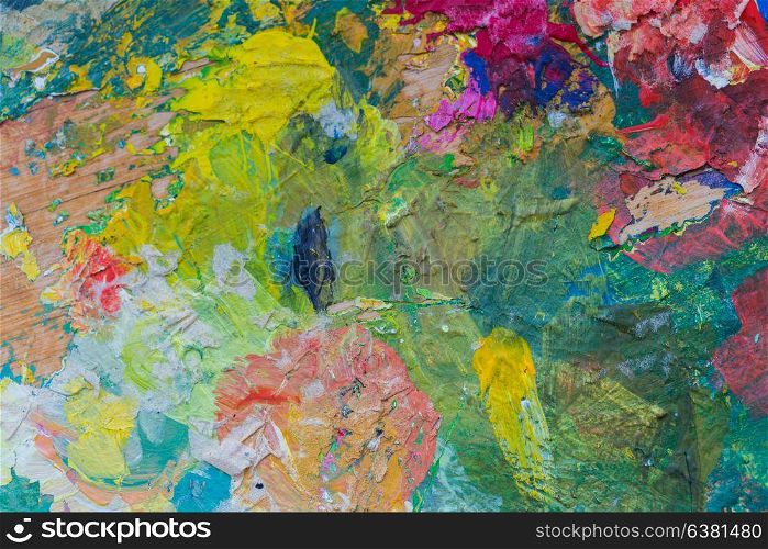 fine art, creativity and concept - close up of colorful painting. close up of colorful painting