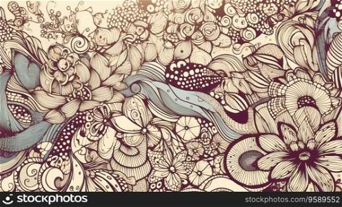 Fine art, hand drawn ornament, decorative color elements. Header banner mockup with copy space. AI generated.. Fine art, hand drawn ornament, decorative color elements. AI generated.