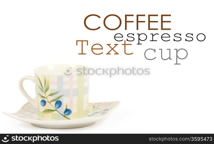 Fine china cup and saucer filled isolated on white