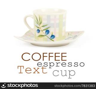 Fine china cup and saucer filled isolated on white