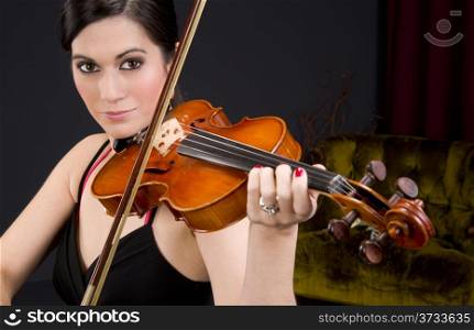 Fine Musical Virtuoso Performance Woman Plays Violin