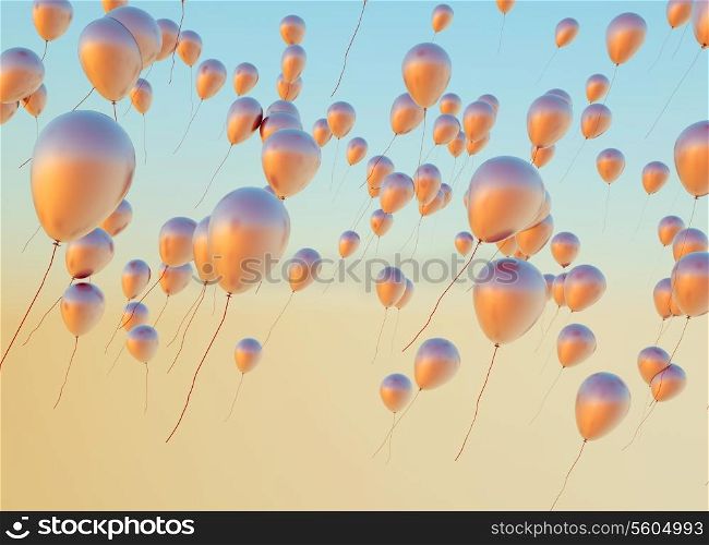 Fine photo of the flying golden balloons