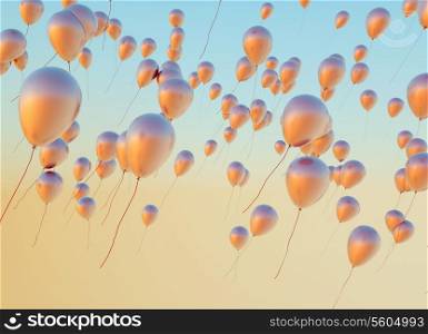 Fine photo of the flying golden balloons
