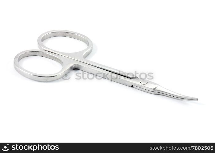 fine pointed scissors locked on white background