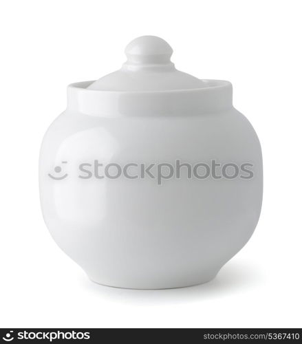 Fine porcelain sugar bowl isolated on white