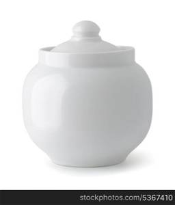 Fine porcelain sugar bowl isolated on white