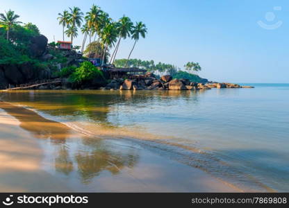 fine sand on a tropical beach and sea waves