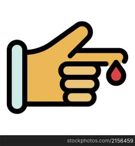 Finger blood test icon. Outline finger blood test vector icon color flat isolated. Finger blood test icon color outline vector