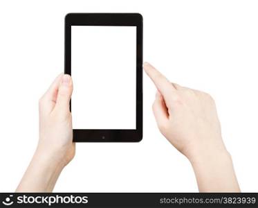 finger clicking touchpad with cut out screen isolated on white background