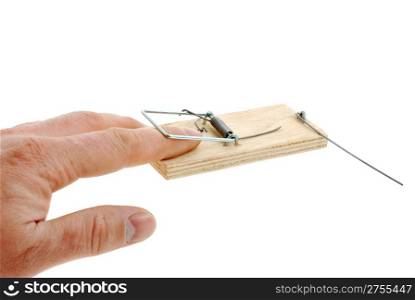 Finger in a mousetrap. The adaptation for catching mice and other fine rodents