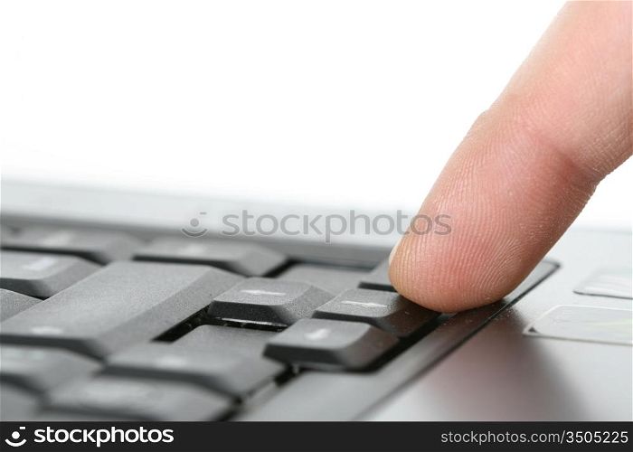 finger press notebook button concept