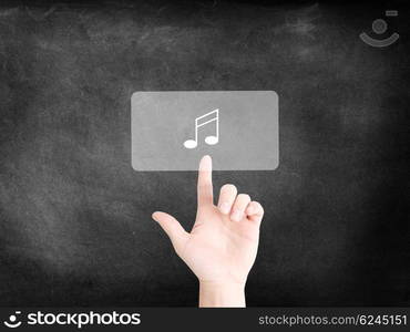 Finger tapping on an icon to symbolize music